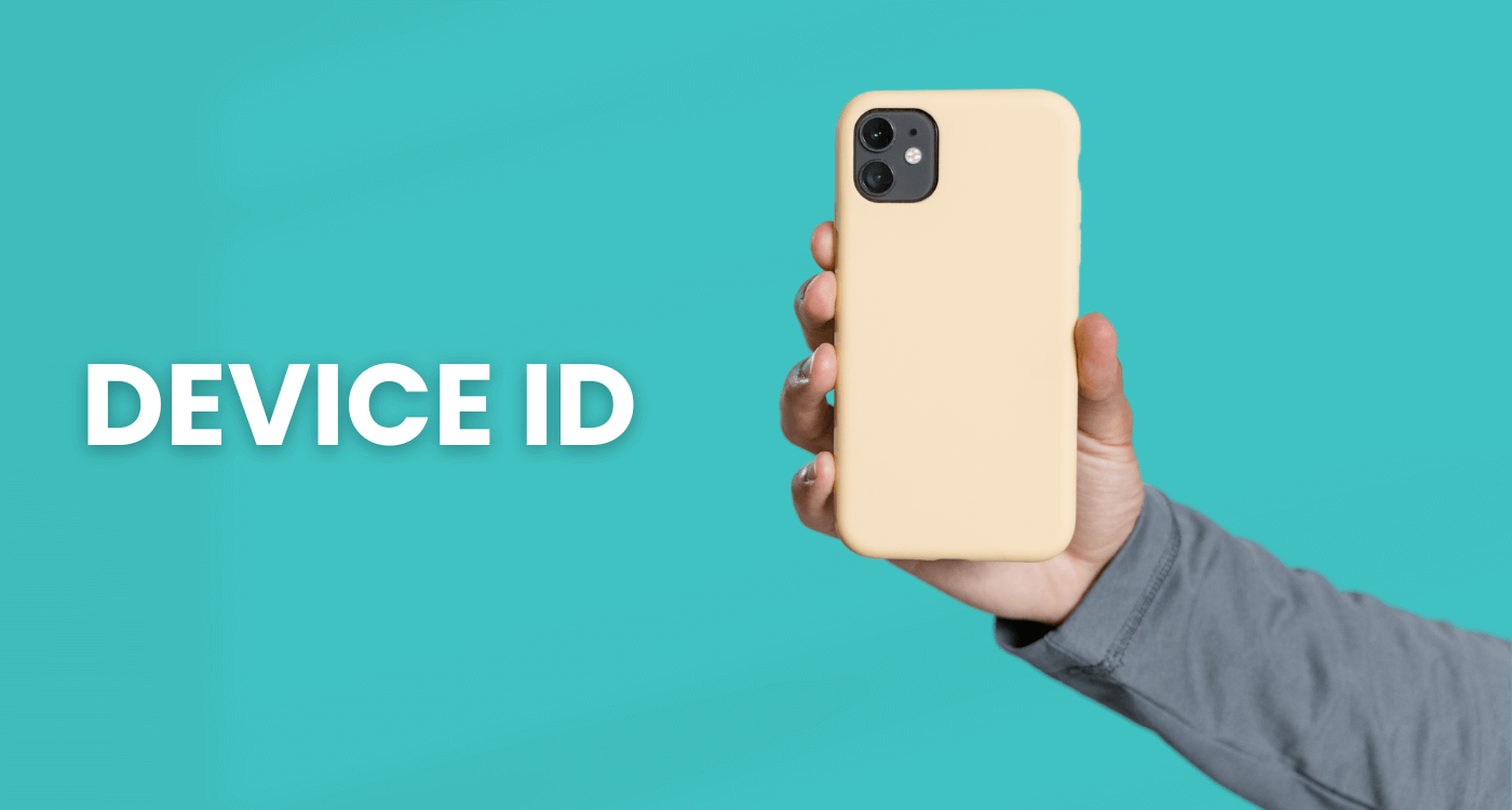 Image illustrating steps to find the device ID on an iPhone, featuring clear icons and instructions for user guidance.