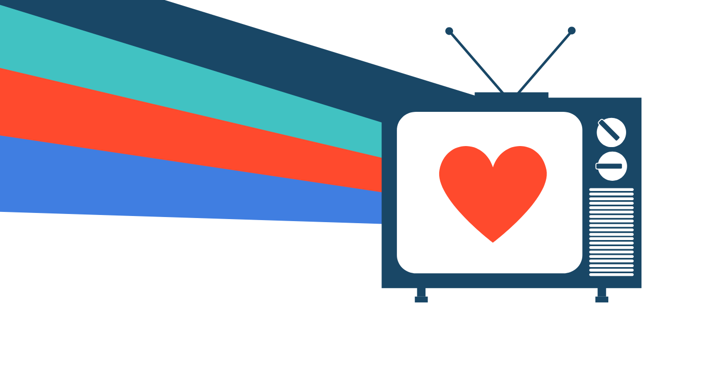 An old television set featuring a heart symbol, symbolizing nostalgia and affection for classic media.