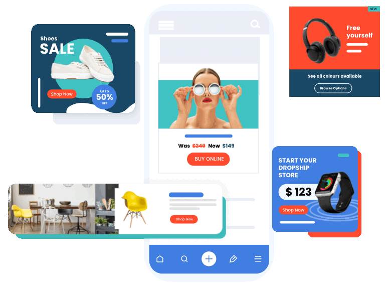 Mobile app design showcasing an intuitive interface for an ecommerce platform, featuring product listings and user-friendly navigation.